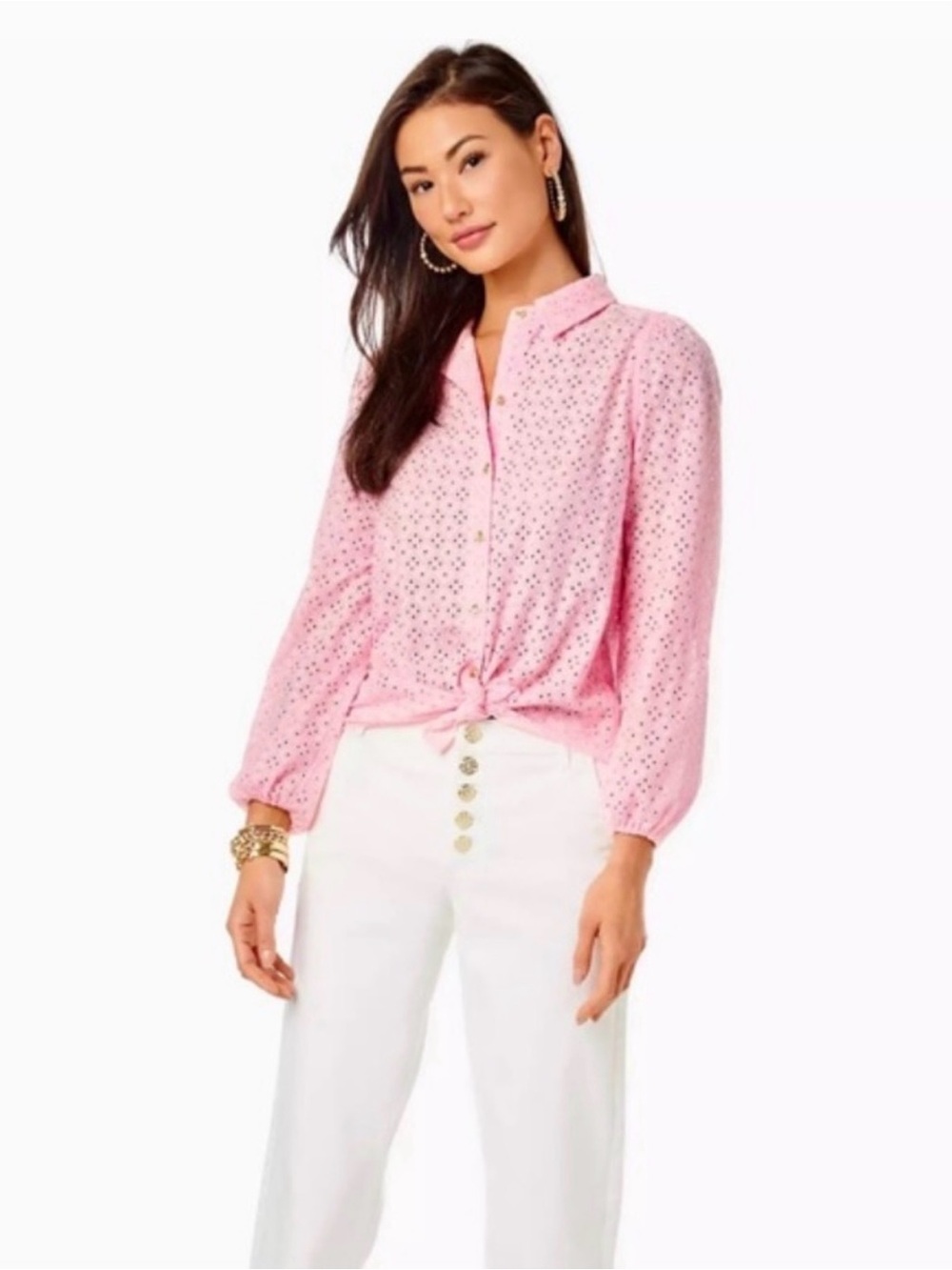 Pink Lilly Pulitzer Sea Breeze
Eyelet Button Down Top - M